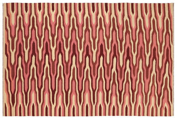 Flat Weave Kilim, Antique, Navaho, Vintage, Handmade, Modern Kilim Beige Pink Hand-Woven Rectangle 100% Wool Area Rug 6 x 9